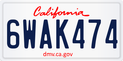 CA license plate 6WAK474