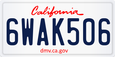 CA license plate 6WAK506