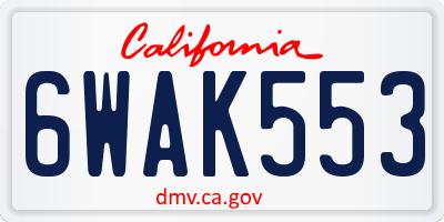 CA license plate 6WAK553
