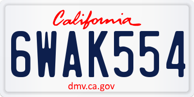 CA license plate 6WAK554