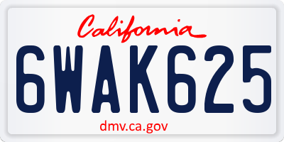 CA license plate 6WAK625