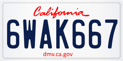 CA license plate 6WAK667