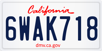 CA license plate 6WAK718