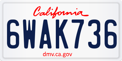 CA license plate 6WAK736