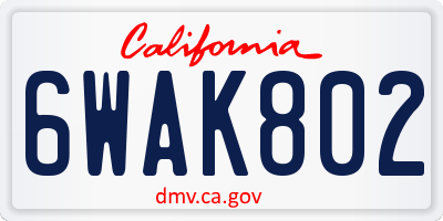 CA license plate 6WAK802