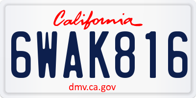 CA license plate 6WAK816