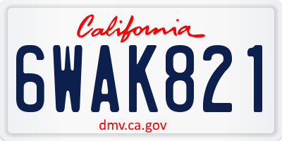 CA license plate 6WAK821