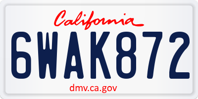 CA license plate 6WAK872