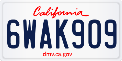 CA license plate 6WAK909