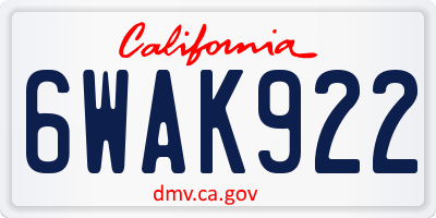 CA license plate 6WAK922