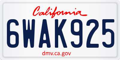 CA license plate 6WAK925