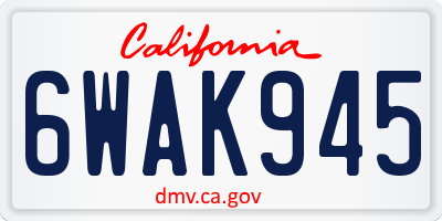 CA license plate 6WAK945