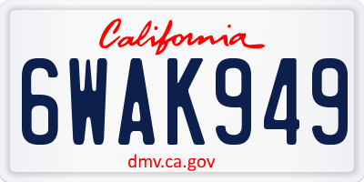 CA license plate 6WAK949