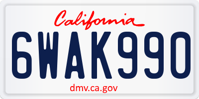 CA license plate 6WAK990
