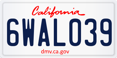 CA license plate 6WAL039