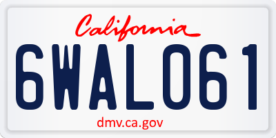 CA license plate 6WAL061