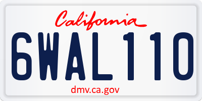 CA license plate 6WAL110