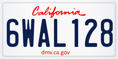 CA license plate 6WAL128