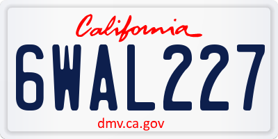 CA license plate 6WAL227