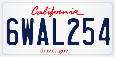 CA license plate 6WAL254