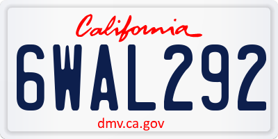 CA license plate 6WAL292