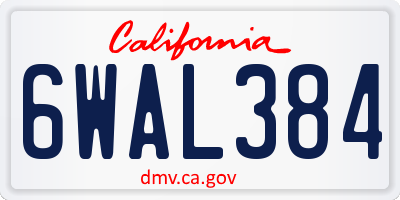 CA license plate 6WAL384