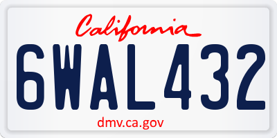 CA license plate 6WAL432