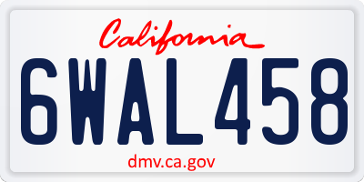 CA license plate 6WAL458