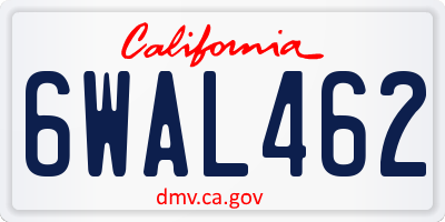 CA license plate 6WAL462