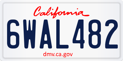 CA license plate 6WAL482