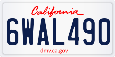 CA license plate 6WAL490