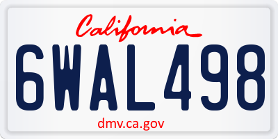 CA license plate 6WAL498