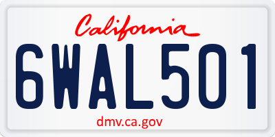 CA license plate 6WAL501