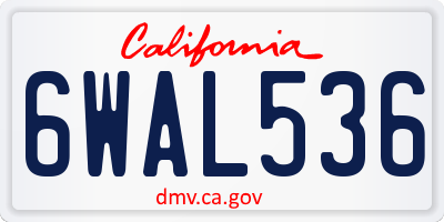 CA license plate 6WAL536