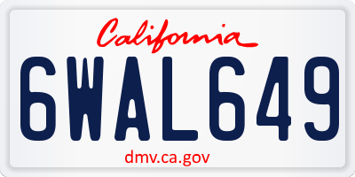 CA license plate 6WAL649