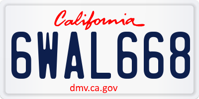 CA license plate 6WAL668