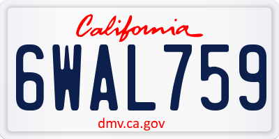 CA license plate 6WAL759