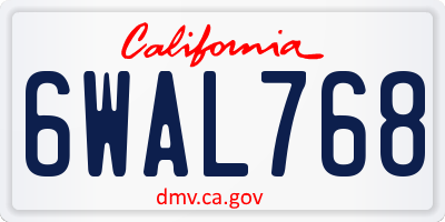 CA license plate 6WAL768