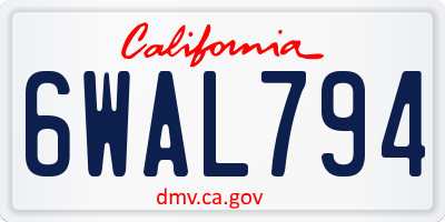 CA license plate 6WAL794