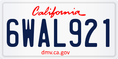 CA license plate 6WAL921