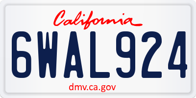 CA license plate 6WAL924