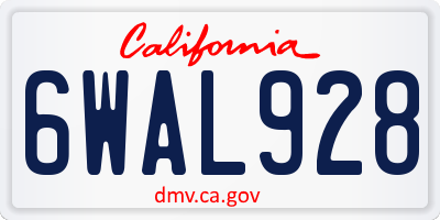 CA license plate 6WAL928