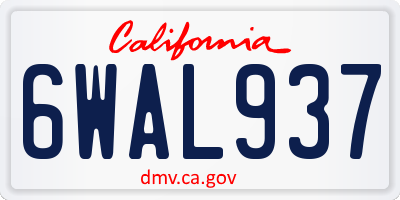 CA license plate 6WAL937