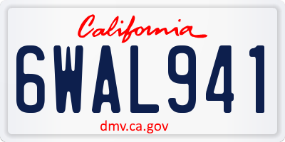 CA license plate 6WAL941