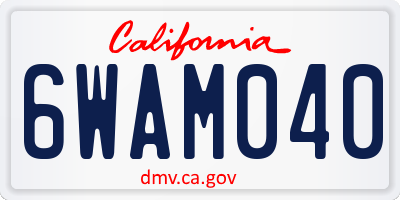 CA license plate 6WAM040
