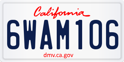 CA license plate 6WAM106