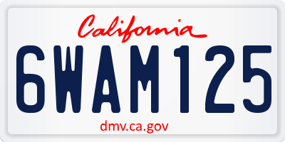 CA license plate 6WAM125