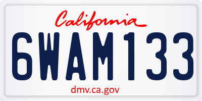 CA license plate 6WAM133