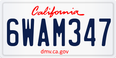CA license plate 6WAM347