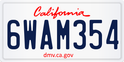 CA license plate 6WAM354